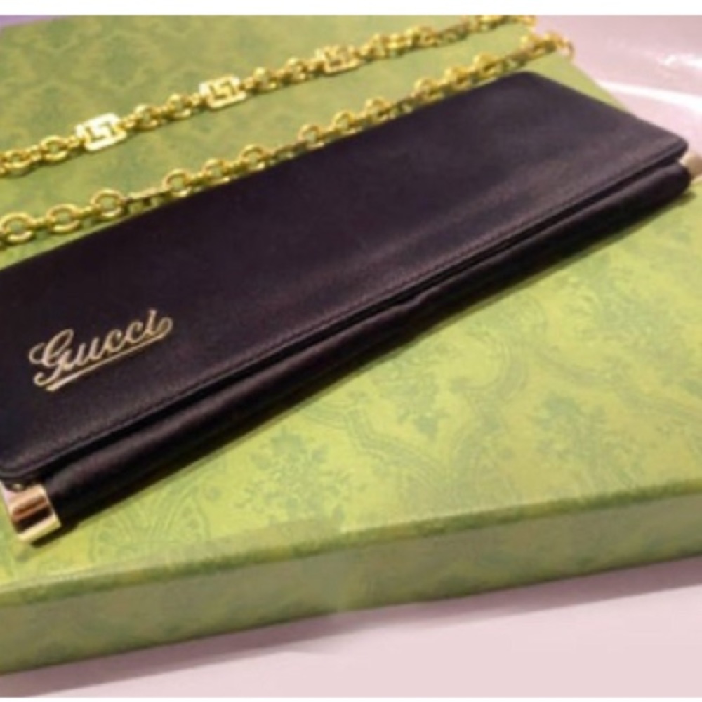 2000s Tom Ford for Gucci Black Satin Box Clutch Bag - Picture 4 of 9